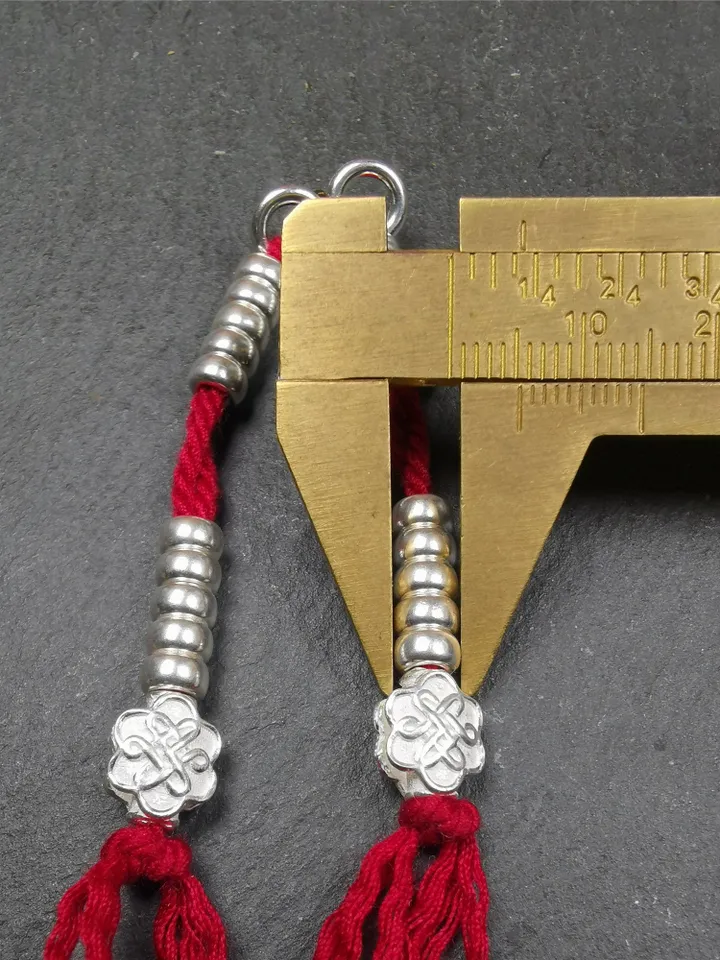 Gandhanra Handmade 5mm Sterling silver Tibetan Buddhist Prayer Bead Counters for 6-15mm Mala,Lucky Knot Pendant