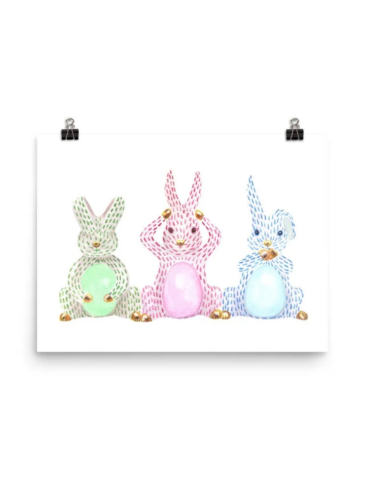 Rabbit Easter Chinoiserie Watercolor Painting Print Easter Bunny Rabbit Gift Print Rabbit Poster Cute Bunny Print Easter Egg Gift Wall Print