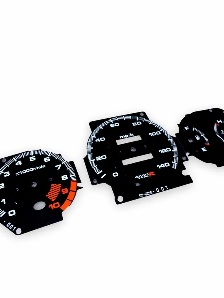 Gauge Faces Overlay kit Miles Type-R style for USDM Honda Civic Ek VTI / SI