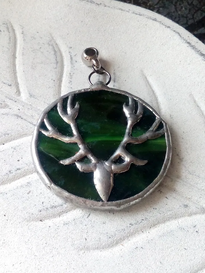 Deer antler jewelry, Deer head necklace, Noel, Yule jewelry. Christmas deer, stag head pendant