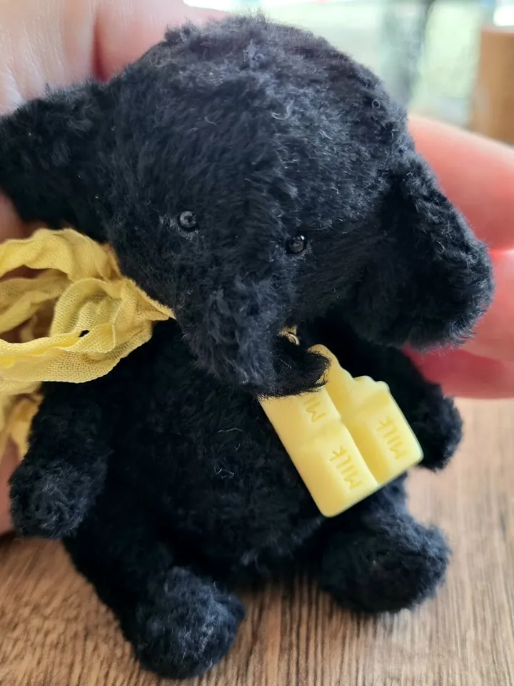 Handmade teddy baby elephant. Plush teddy elephant toy. Artist elephant gift. Black elephant. Present.