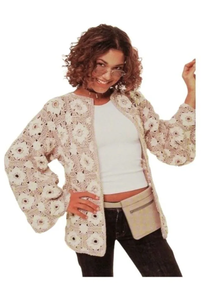 Cardigan crochet pattern, flowers motifs crochet cardigan , summer cardigan pdf