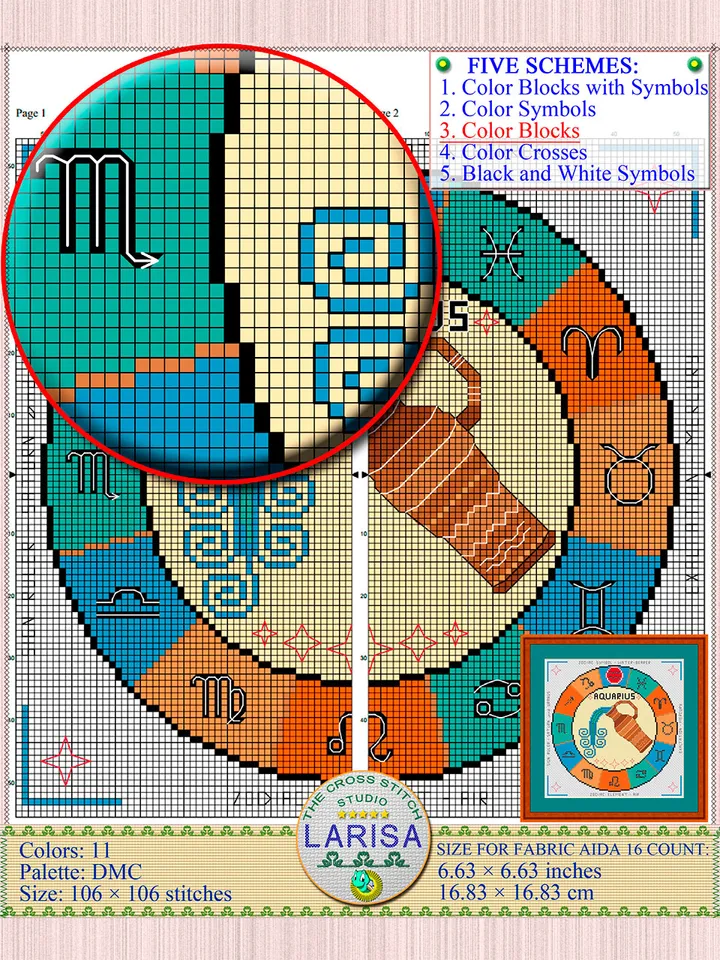 Aquarius Cross Stitch Pattern | Aquarius Zodiac Sign