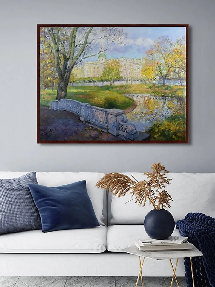 Petersburg Painting Cityscape Original Art Impression Autumn Artwork Canvas Oi