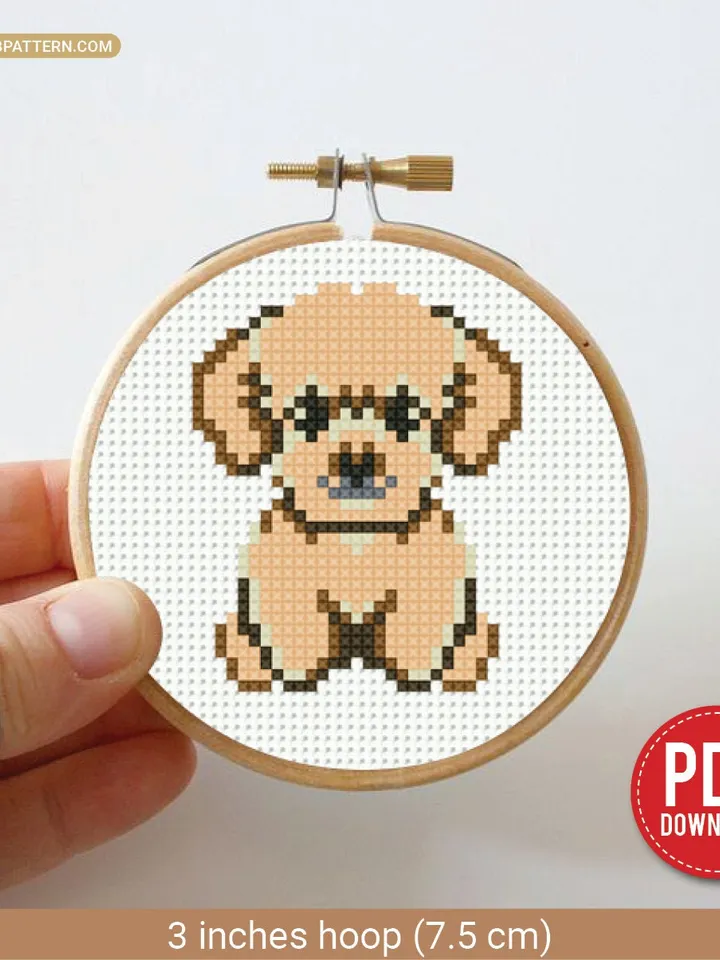 Mini Poodle breed Cross stitch pattern, tiny dog, contemporary pet, animal, beginner counted, modern chart, DIY, embroidery, instant PDF