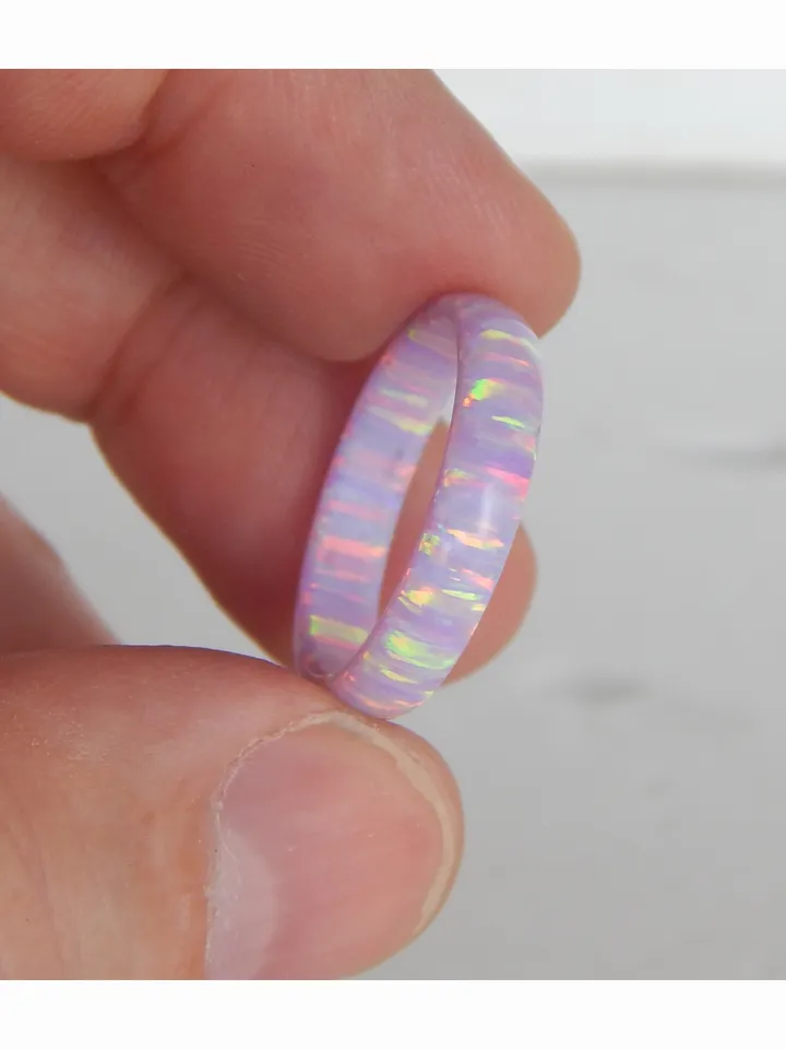 Very beautiful opal ring lilac color. Solid opal ring. Synthetic opal ring