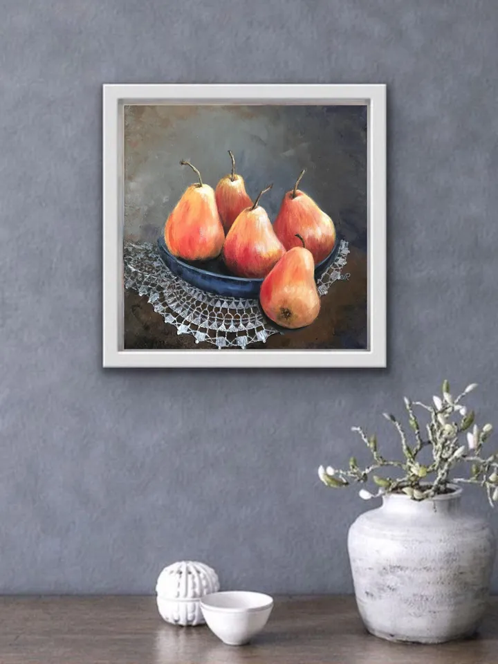 Fruits Original Painting Oil Kitchen Still life Pears Painting