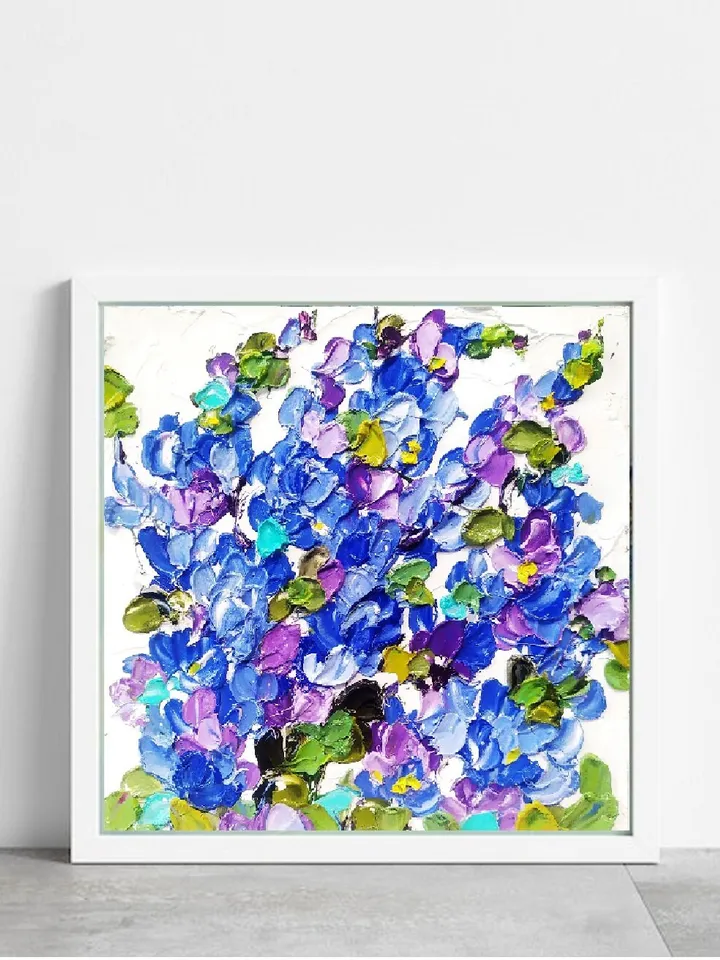 Texas Bluebonnet Painting Flower Original Art Impasto Oil Painting Floral Small Art 6 х 6 by ArtProkopaloSv