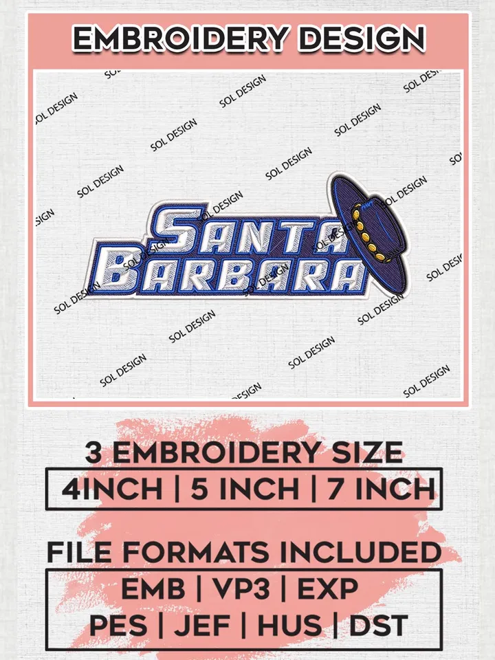 NCAA UC Santa Barbara Team Word Logo Machine Embroidery Design, NCAA UC Santa Barbara Gauchos Team Design Design files, NCAA Team Embroidery Designs, NCAA Machine Embroidery Designs, Digital Download