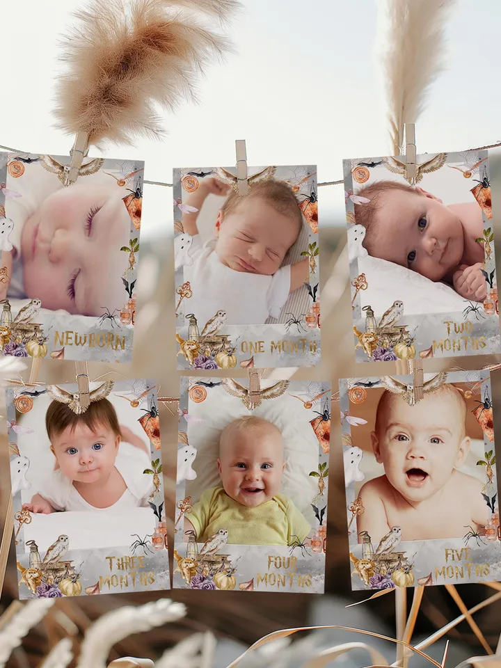 The Chosen One Birthday Party; Monthly Banner Wizard Birthday Party; Magic School 1st Birthday; Editable Wizarding World Photo Banner; a1