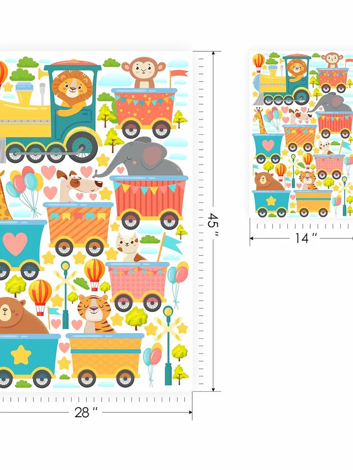 Train with animals Wall Decals Set Kids Stickers el22