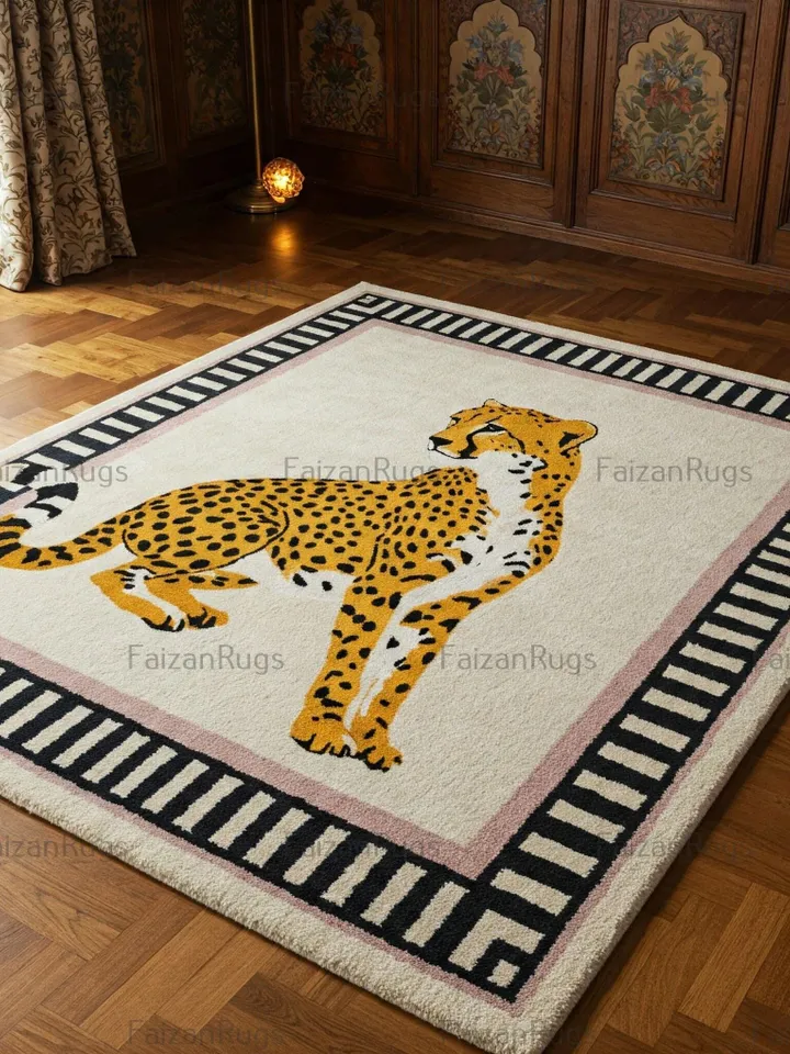 Leopard rug, modern hand tufted rug, Handmade, leopard, rugs for bedroom, customized area rug, Bedroom rug, 9x12 area rug, 3x5,4x6,5x7,8x10.