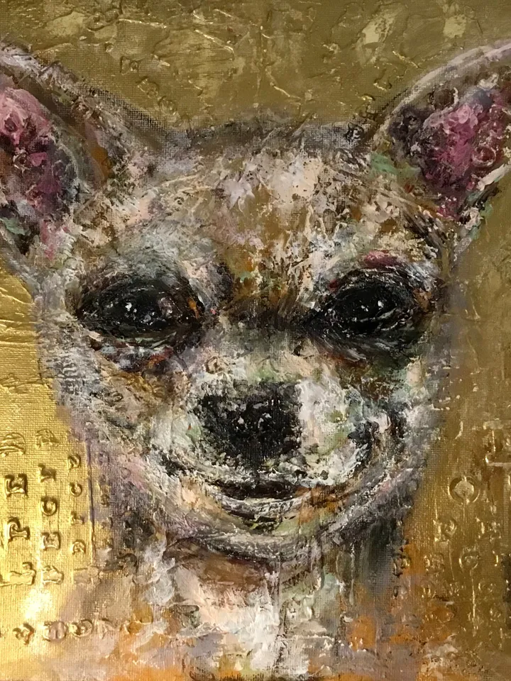 Chihuahua painting on canvas board,original acrylic mix media artwork,funny animals painting,gift for chihuahua lovers
