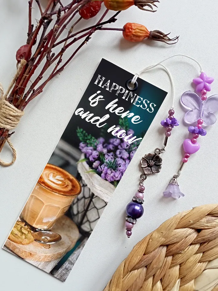 Hand made double sided bookmark with charm\Personalized bookmark for travelers notebook\Gifts for Mum-Daughter-Sister\Gift for teacher