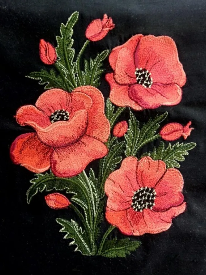 Poppies 8x10 Machine Embroidery Design DIGITAL EMBROIDERY