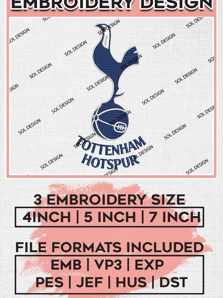 Tottenham Hotspur Embroidery Designs, Premier League Embroidery, EPL Embroidery Designs, EPL Tottenham Hotspur Embroidery Designs