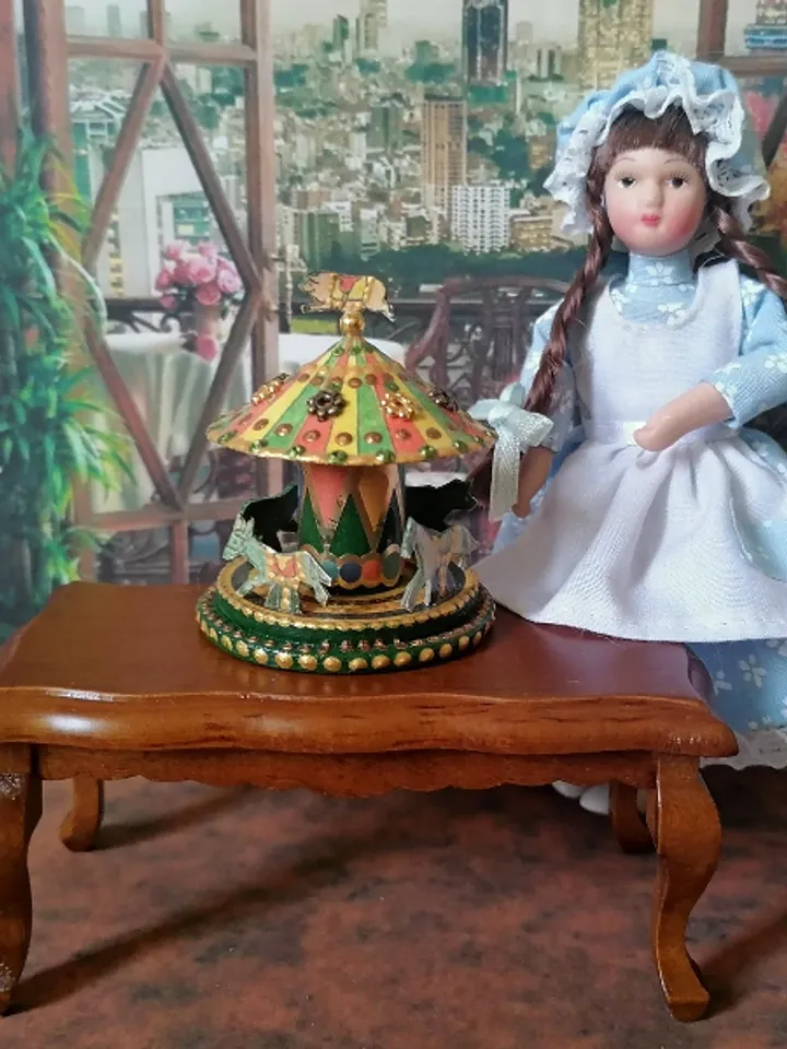 Miniature carousel. Dollhouse miniature.1:12 scale.