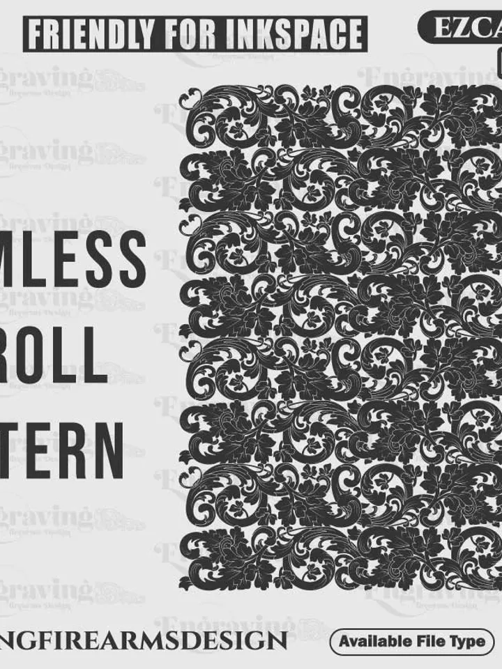 Engraving Firearms Design Seamless Scroll Pattern svg,lasercut,engravingfiles,scrolldesign,engravingdesign,engravingpattern,metalart