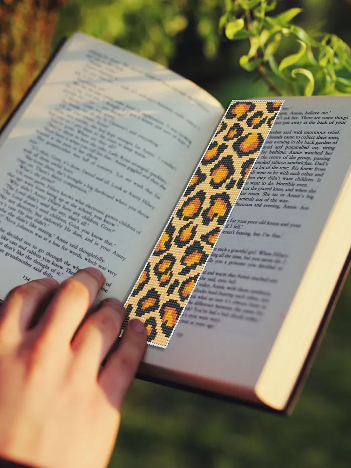 Bookmark cross stitch digital pattern PDF Handmade bookmark animal print xstitch chart Full coverage leopard print cross stitch pattern #B35