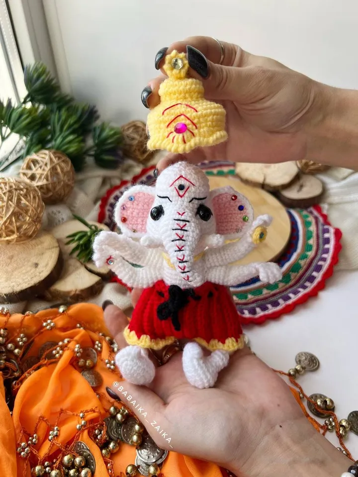 PDF Crochet Ganesha Amigurumi Elephant Crochet Elephant Crochet Indian Pattern Small Animal pattern Crochet astrology Elephant Toy Tutorial