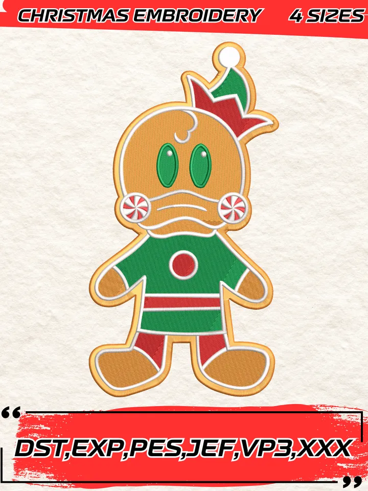 Disney Donald Duck Christmas Gingerbread Embroidery Design,Christmas Embroidery Design,4 Sizes,Digital Download