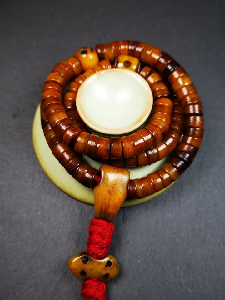 Gandhanra Handmade Tibetan Yak Bone Beads Mala,108 Prayer Beads for Meditation,Diameter 8.5mm, Length 48cm