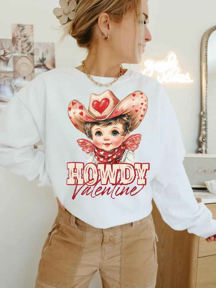 Howdy Valentine PNG, Cupid Valentines png, Western Valentines png, Retro Valentine png, Valentines png, Cupid png, Western png, Cowgirl png