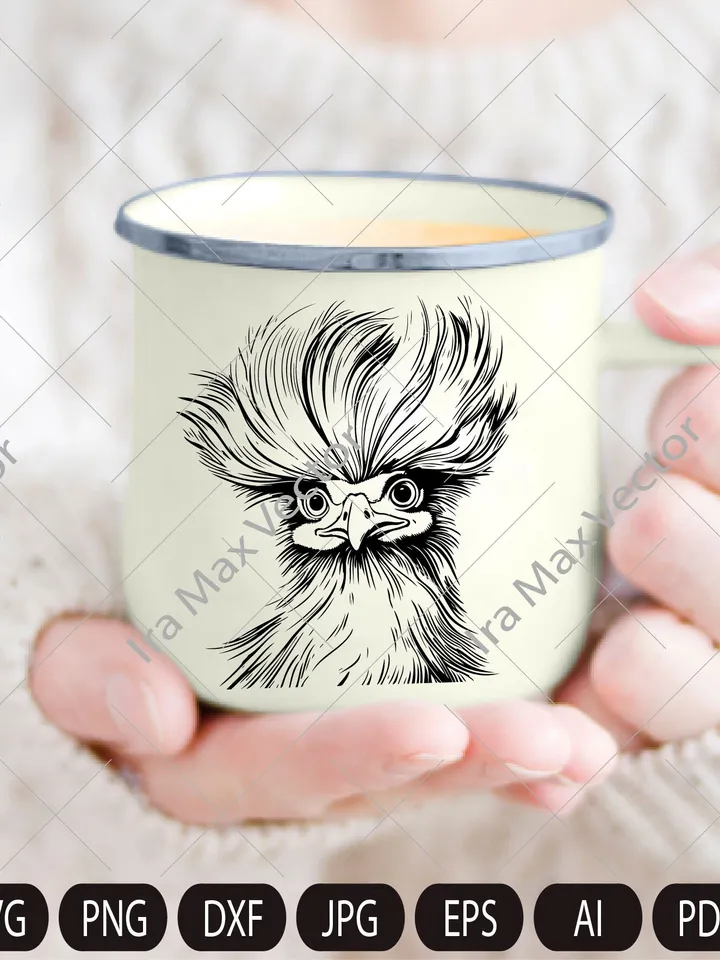 Silkie hen svg, Silkie hen head svg, Silkie hen face svg, Silk rooster, Silkie bird, FUNNY SILKIE HEN Digital image, animal, bird, hen, cock
