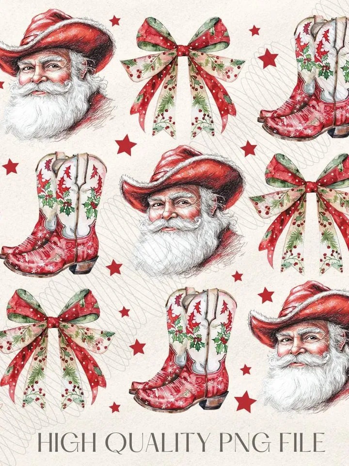 Cowboy Christmas PNG, Coquette Christmas png, Merry Christmas png, Western Sublimation, Western Christmas png, country Christmas png