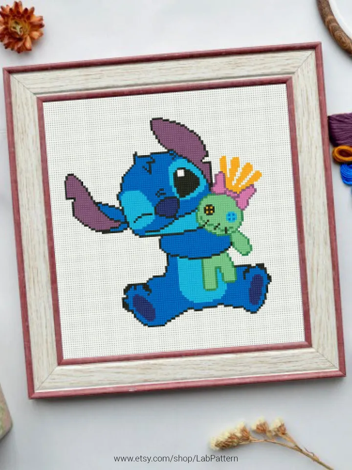 Stitch and Doll Cross stitch pattern | Embroidery Pattern | Instant Download | Embroidery Designs