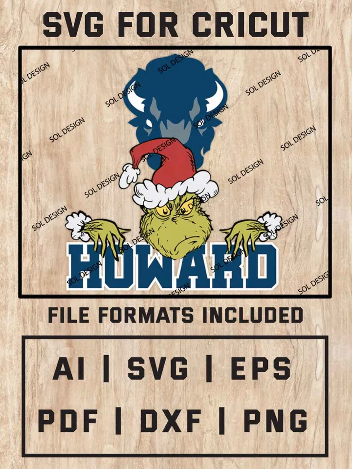 Grinch Howard Bison SVG, NCAA SVG Design, NCAA Howard Bison SVG, NCAA Bison Cricut, Christmas Svg, Grinch svg, Digital Download