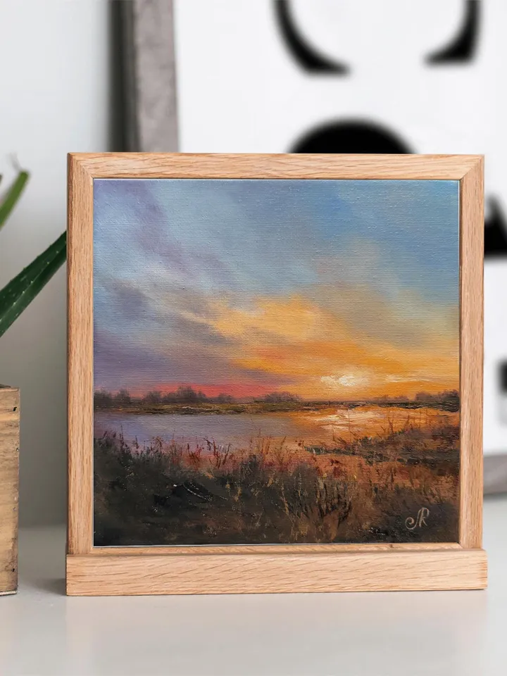 Sunset Oil Painting Original Art Sunset Landscape Painting
