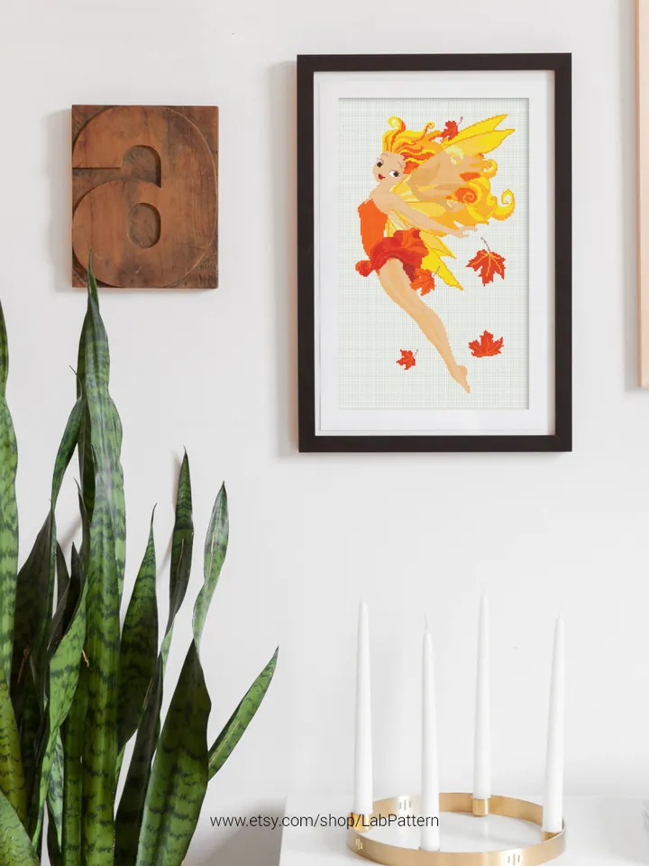 Autumn Fairy Cross stitch pattern | Embroidery Pattern | Instant Download | Embroidery Designs