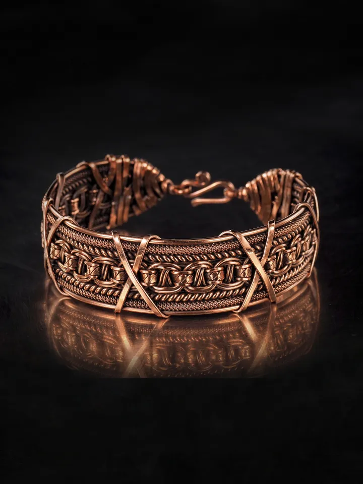 Woven copper wire bracelet Antique style handcrafted copper jewelry Unique gift