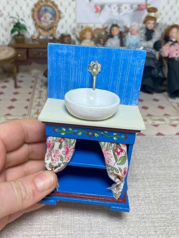 Kitchen furniture set. 1:12. Handmade. Furniture for a doll. Doll sideboard. Doll table.