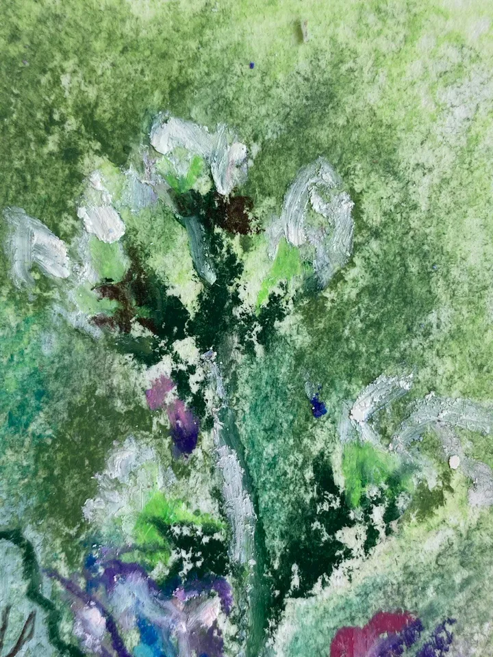 Butterfly painting Oil pastel painting Flower landscape art