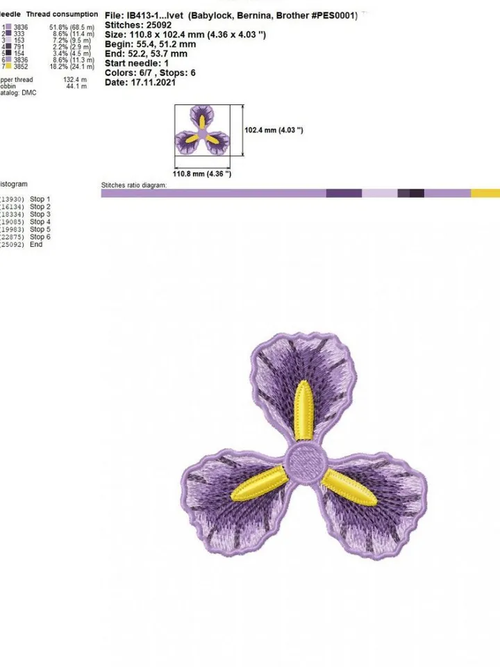Iris  brooch FSL machine embroidery designs Free standing lace embroidery pattern 3D flower embroidery motif Flower FSL embroidery broochFSL