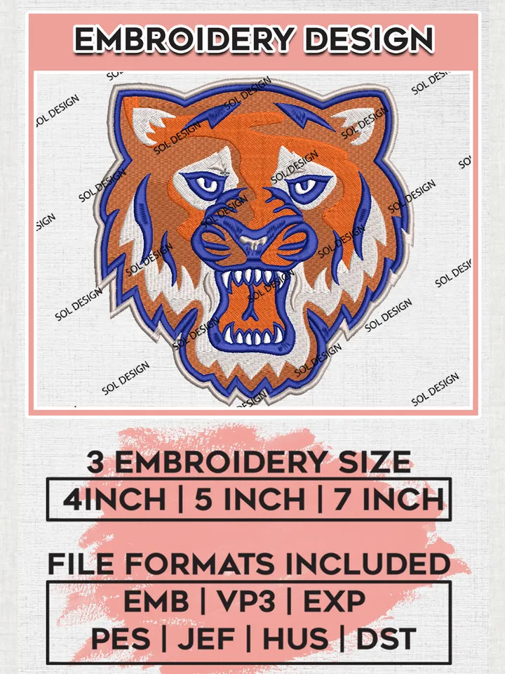 NCAA Sam Houston Bearkats Team Head Mascot Logo Embroidery Design Files, NCAA Sam Houston Bearkats Machine Embroidery, NCAA Teams, Game Day, 3 sizes, NCAA Machine embroidery designs, Digital Download
