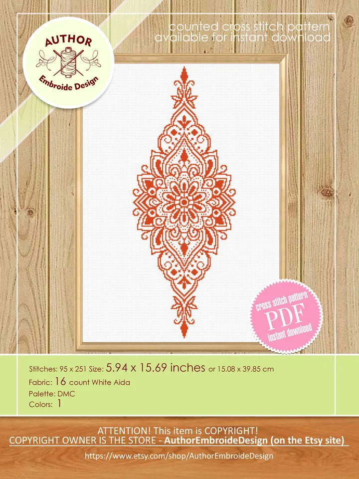 Flower mandala cross stitch pattern PDF download Monochrome mandala digital PDF, Flower cross stitch chart Mandala art, DIY Home decor #M216