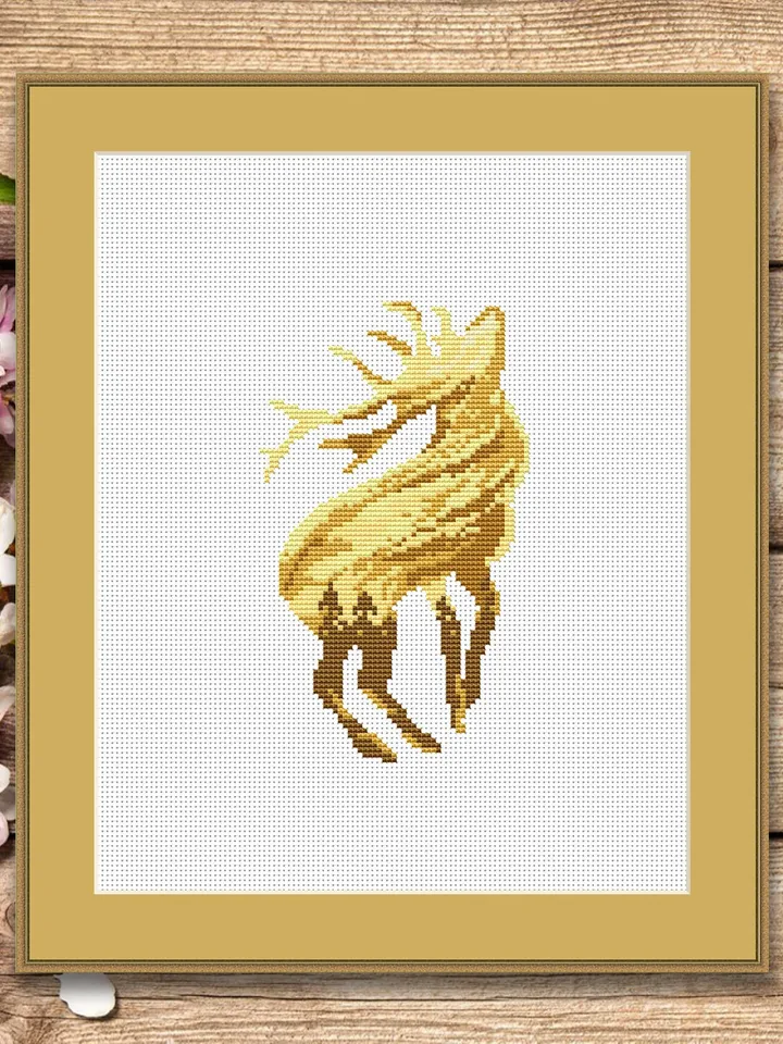 Deer Cross Stitch Pattern, Animal Cross Stitch, Embroidery Deer, Watercolor Deer Silhouette Cross Stitch, Modern Cross Stitch #anm027