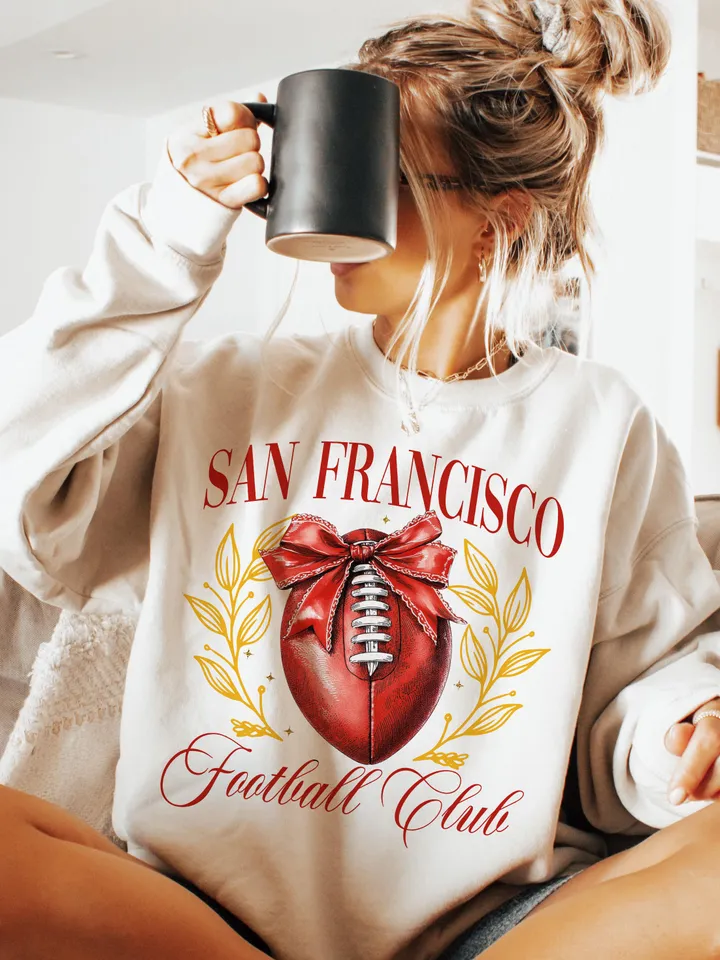 San Francisco Football Png, Coquette Football PNG, Football PNG, Football Team PNG, Football Sweatshirt, Football Red Team Football Club