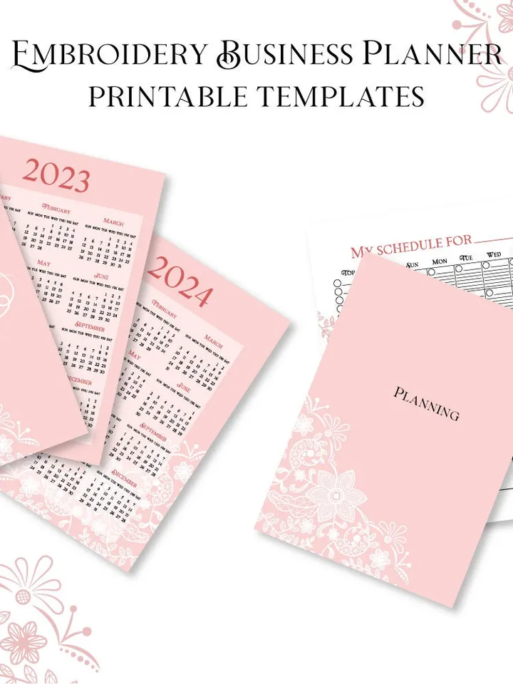 Embroidery and sewing business planner Printable A5 PDF Planner Embroidery Journal planner 49 pages Stickers Template Digital Planner