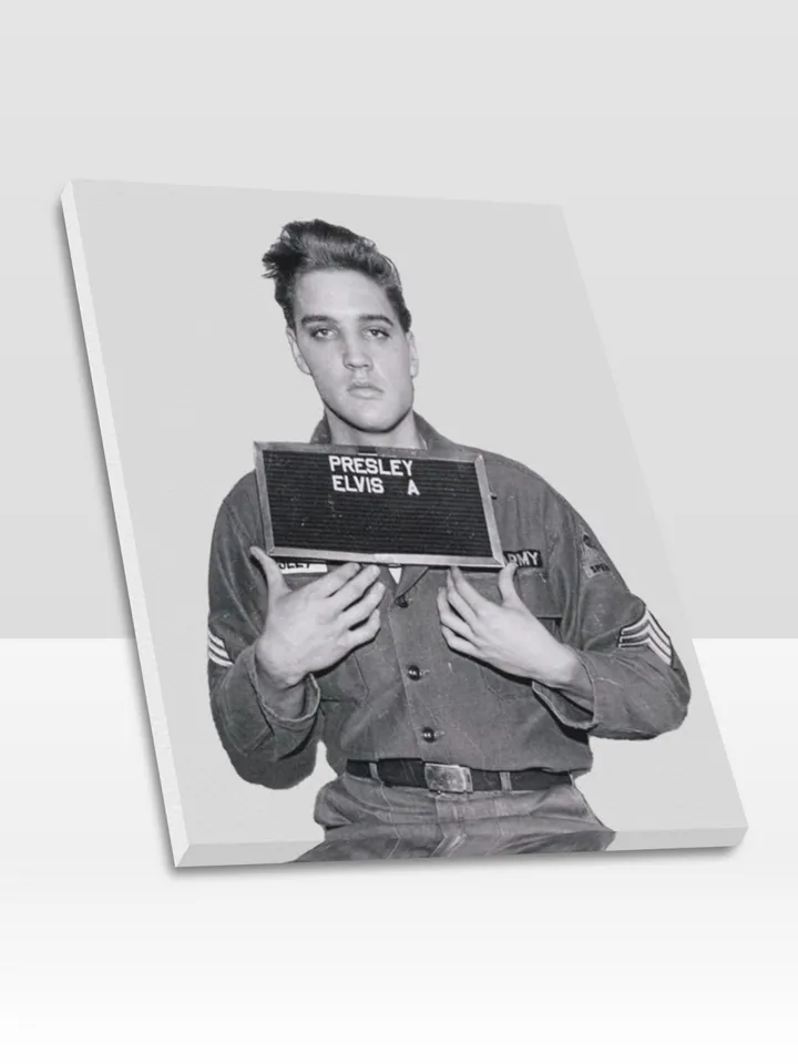 Elvis Mugshot Frame Canvas Print, Wall Art Home Decor