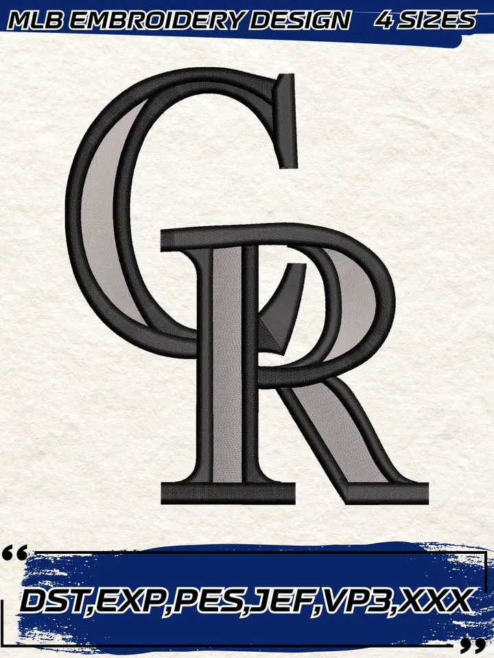 Colorado Rockies Logo Embroidery Design,MLB Embroidery Design,Machine Embroidery Design File,4 Sizes, Digital Download
