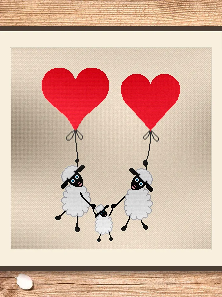 Sheeps in Love Cross Stitch Pattern, Sheep Cross Stitch, Embroidery Love, Sheep xStitch, Sheep Pattern, Love Pattern #vl004