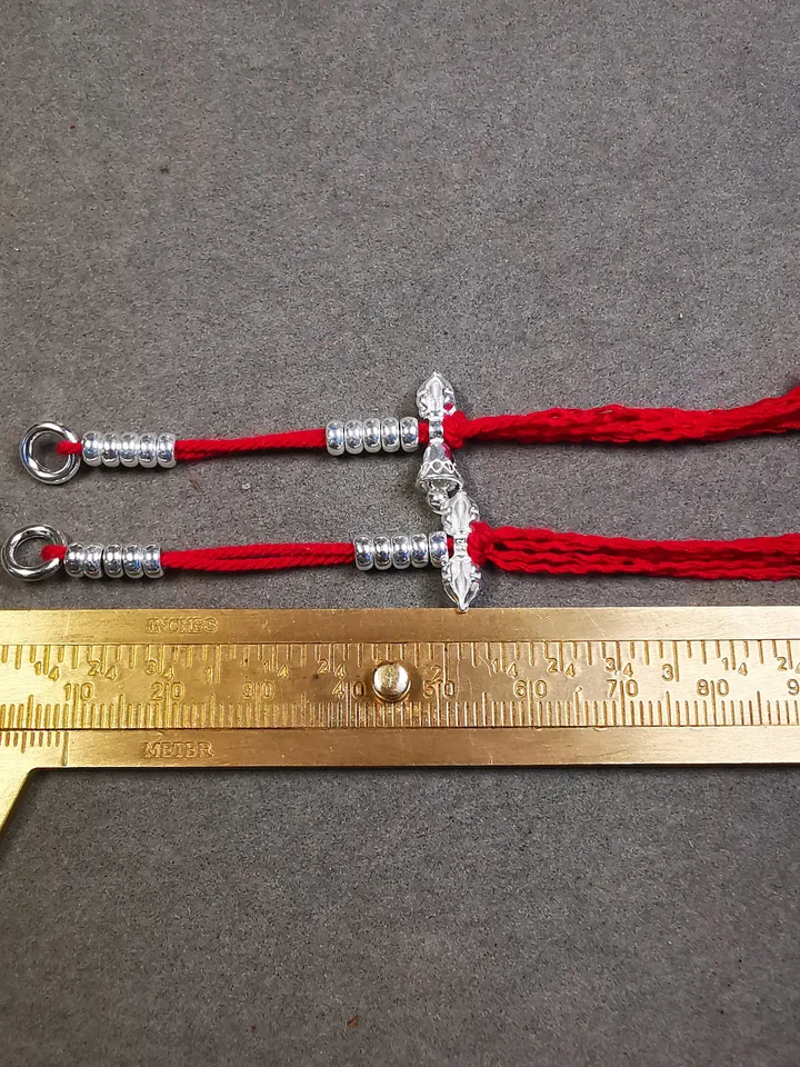Gandhanra Handmade 4mm Sterling Silver Tibetan Buddhist Prayer Bead Counters for 6-12mm Mala,with Dorje and Vajra Pendant