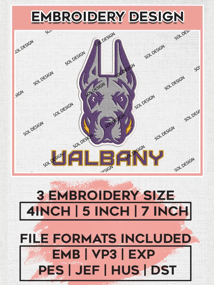UAlbany Great Danes Logo Machine Embroidery Design, NCAA UAlbany Great Danes Embroidery Design Design files, NCAA Embroidery Designs, NCAA Machine Embroidery Designs, Digital Download