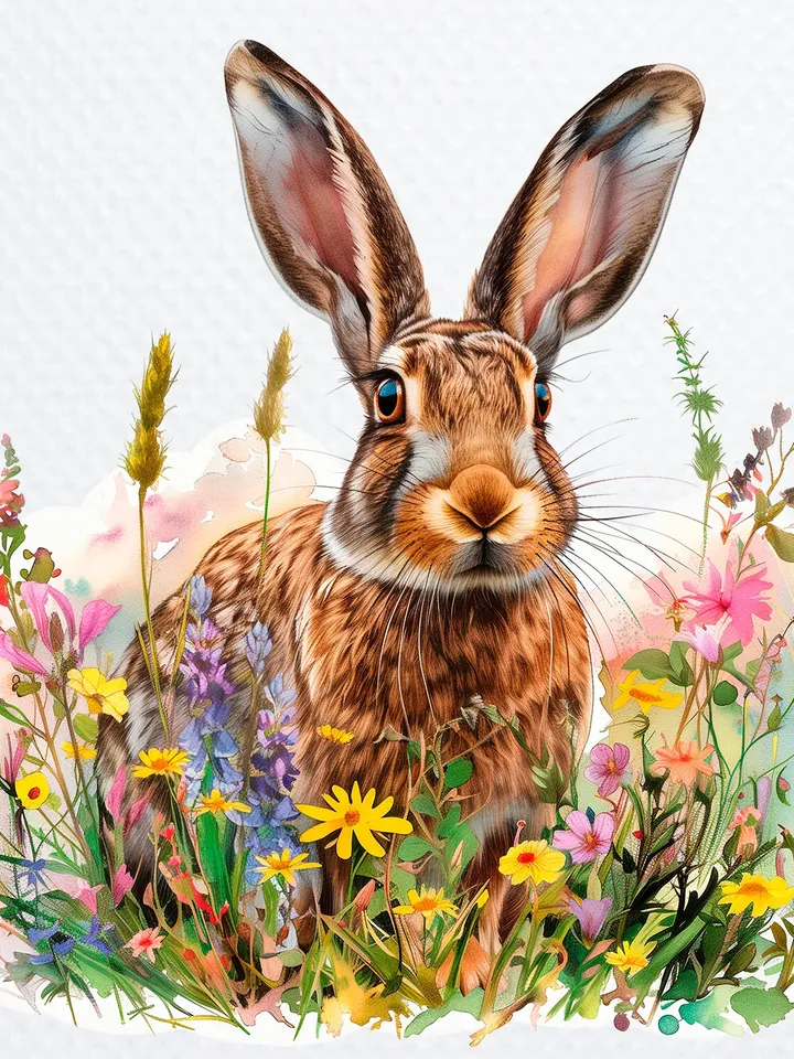 12 Surprised Rabbit PNGs Clipart, Amazed Hare png for sublimation, Printable Watercolor clipart, , Paper Rabbit crafts, junk journals