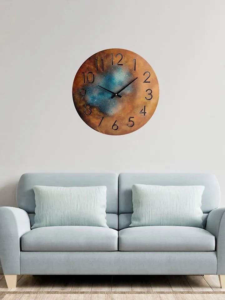 Unique art wall clock Large retro style clock Handmade wall clock Silent clock