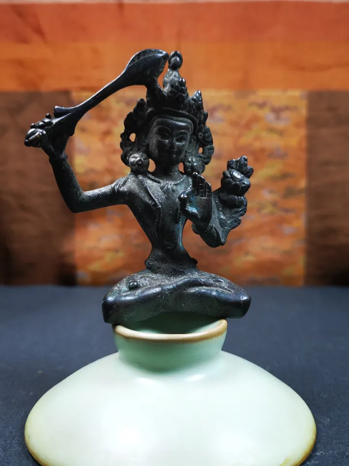 Gandhanra Acient Tibetan Buddhist Statue,Terma,Manjusri,Wisdom Buddha,60 Years Old